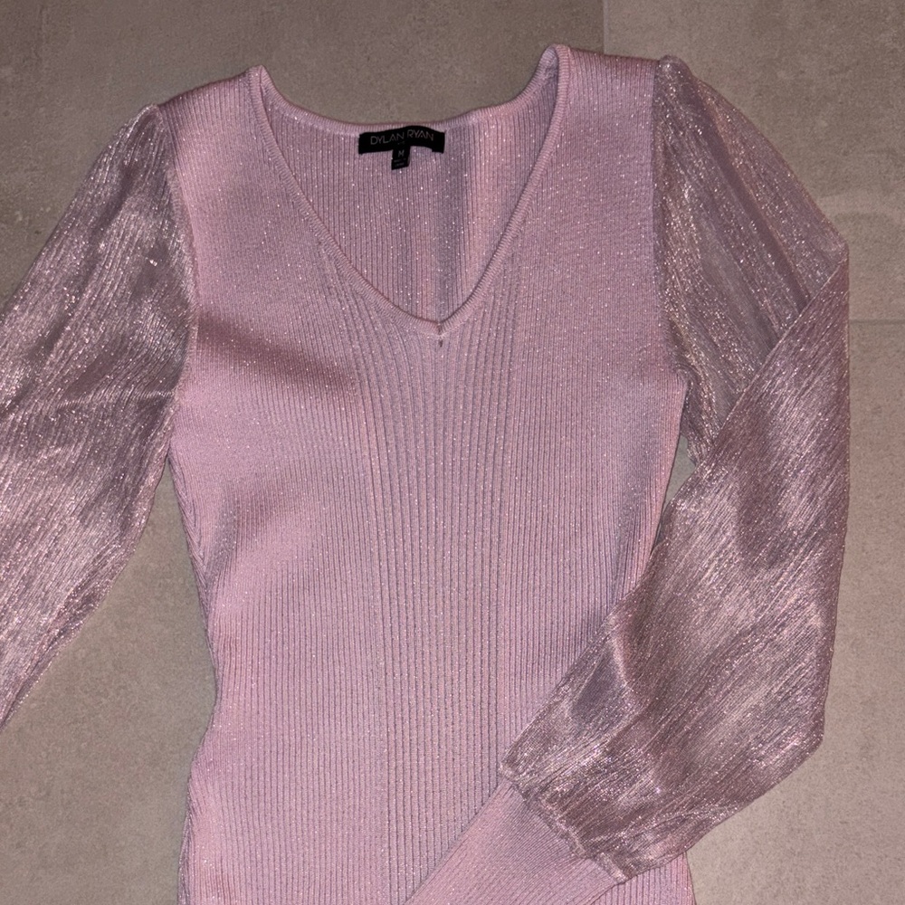 Chic Long Sleeve Pink Dress